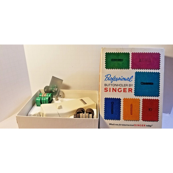 Vintage Singer Professional Buttonholer W/ ACCESSORY PLATE in Box - Picture 1 of 5